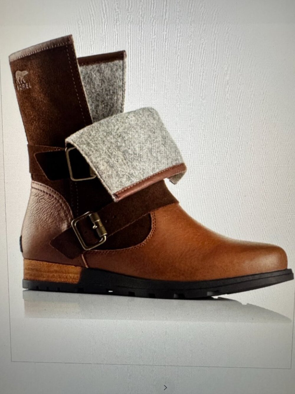 SOREL MAJOR MOTO Biker Tobacco Brown Leather Suede NL2433-242 BOHO Boots Sz 7.5